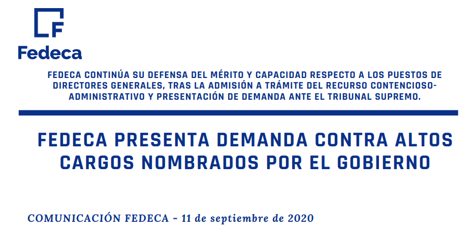 FEDECA PRESENTA DEMANDA CONTRA ALTOS CARGOS NOMBRADOS POR EL GOBIERNO