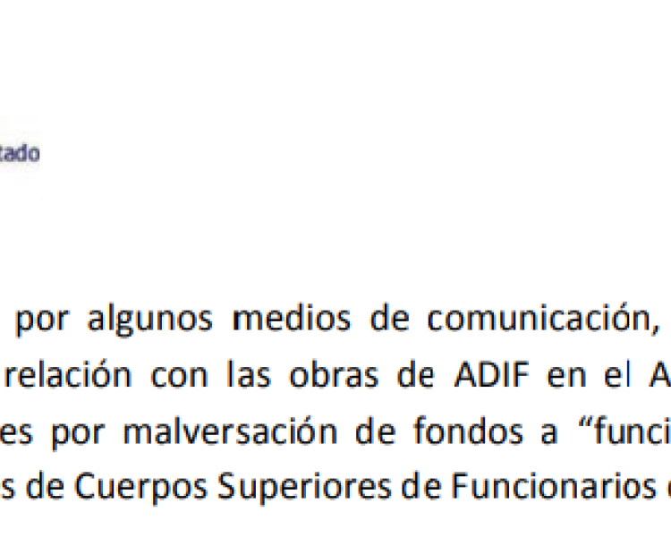 COMUNICADO FEDECA SOBRE NOTICIA DE ADIF