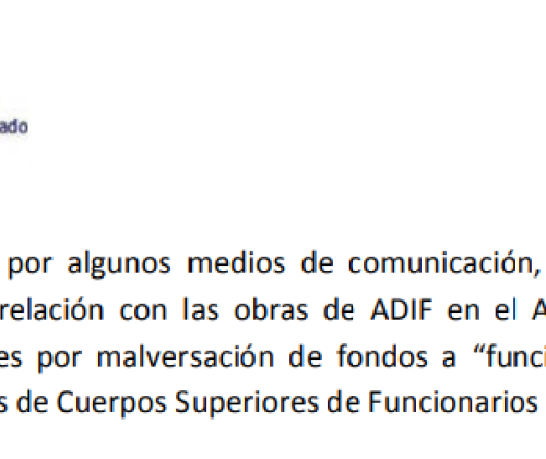 COMUNICADO FEDECA SOBRE NOTICIA DE ADIF